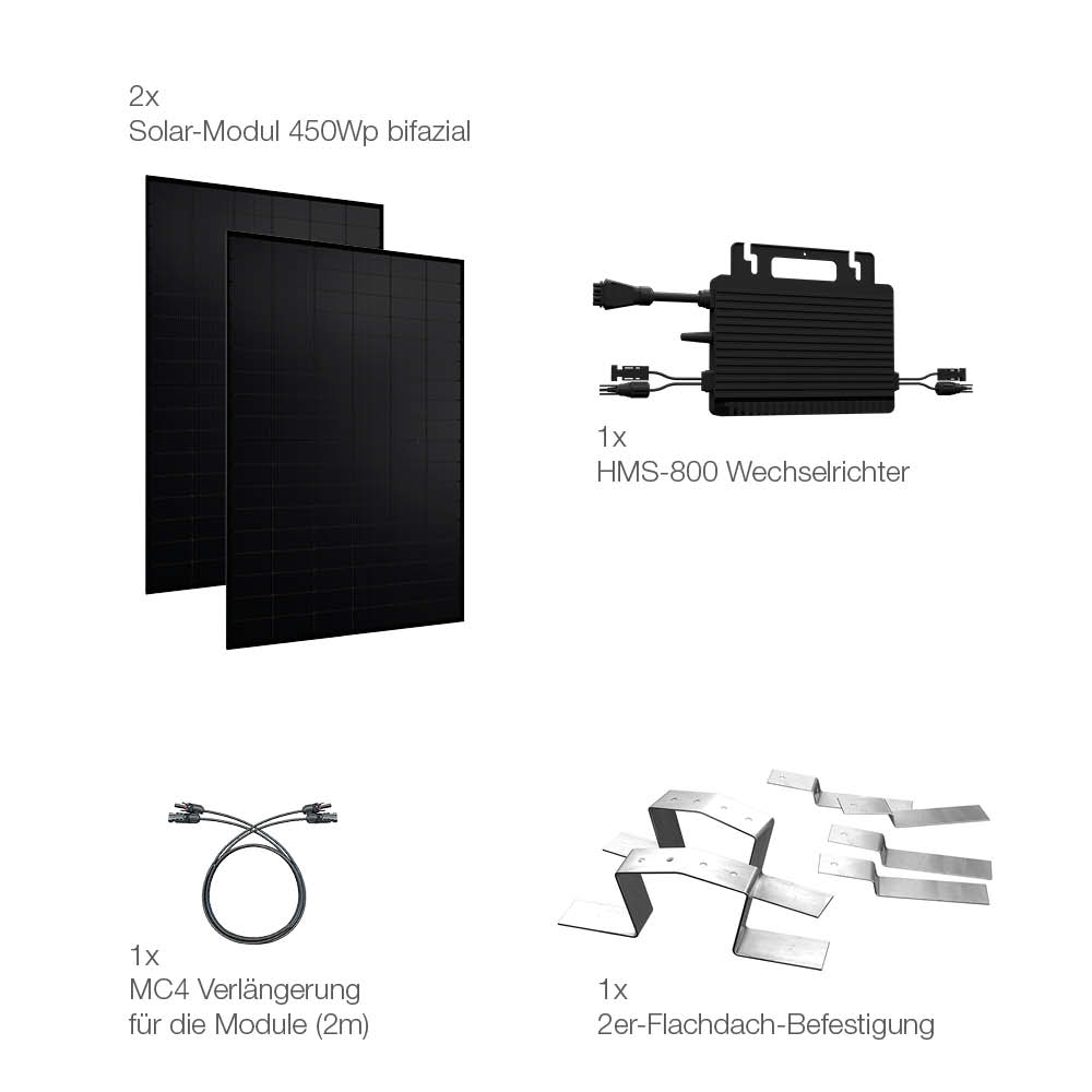20314 Balkonkraftwerk Flachdach 900 800 Doppelmontage Bifazial 11