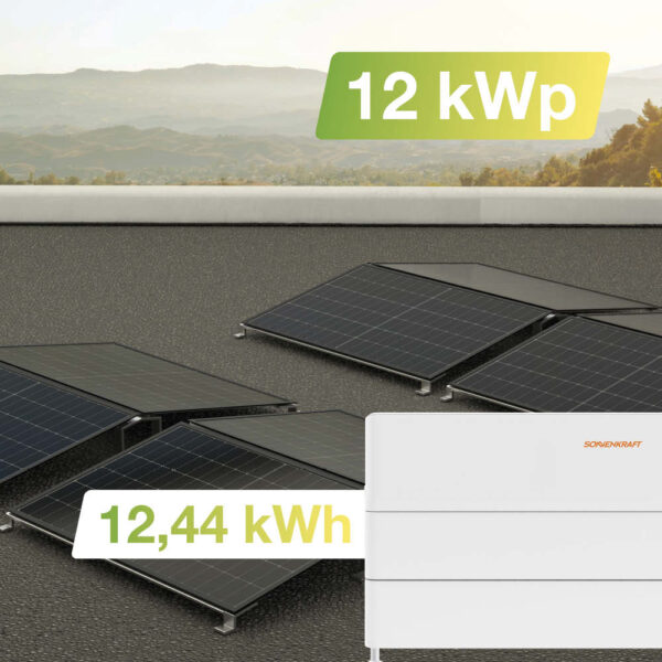 21224 Solaranlage Flachdach 12kwp Mit Speicher 12,44kwh