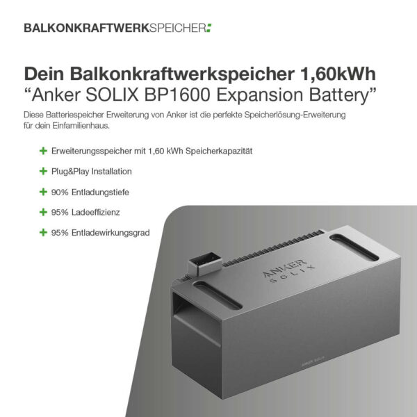 13102 Balkonkraftwerkspeicher Erweiterung 1,60kwh “anker Solix Bp1600 Expansion Battery” 03