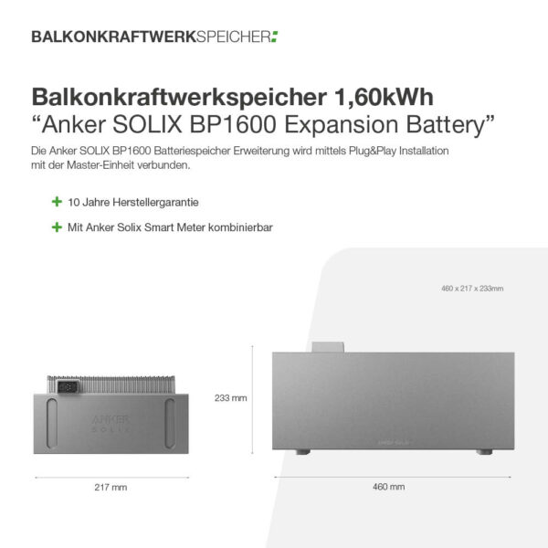 13102 Balkonkraftwerkspeicher Erweiterung 1,60kwh “anker Solix Bp1600 Expansion Battery” 04